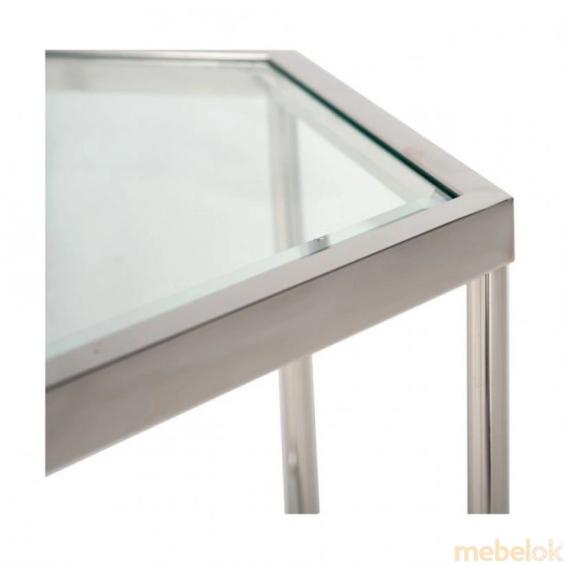(Стол CK-2 прозрачный + серебро) Vetro Mebel (Ветро мебель)