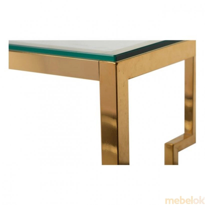 стіл з виглядом в обстановці (Стіл консольний CL-3 прозорий + золото)