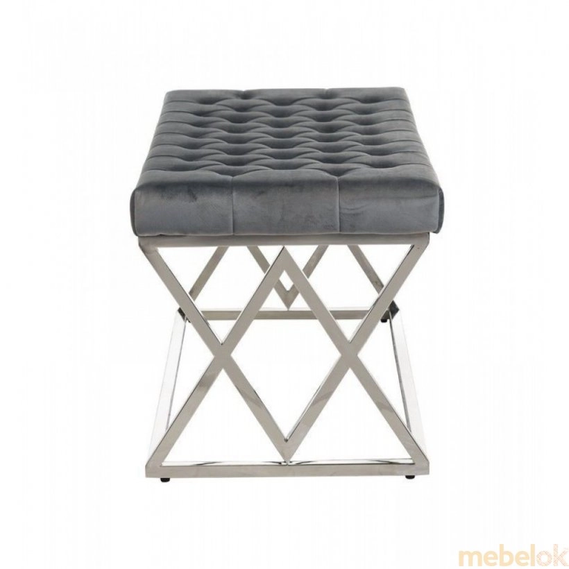 Банкетка BN-2 сірий вельвет+срібло від фабрики Vetro Mebel (Ветро мебель)