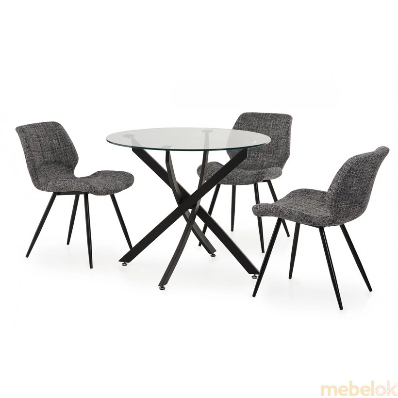 (Стол обеденный T-309 прозрачная столешница) Vetro Mebel (Ветро мебель)