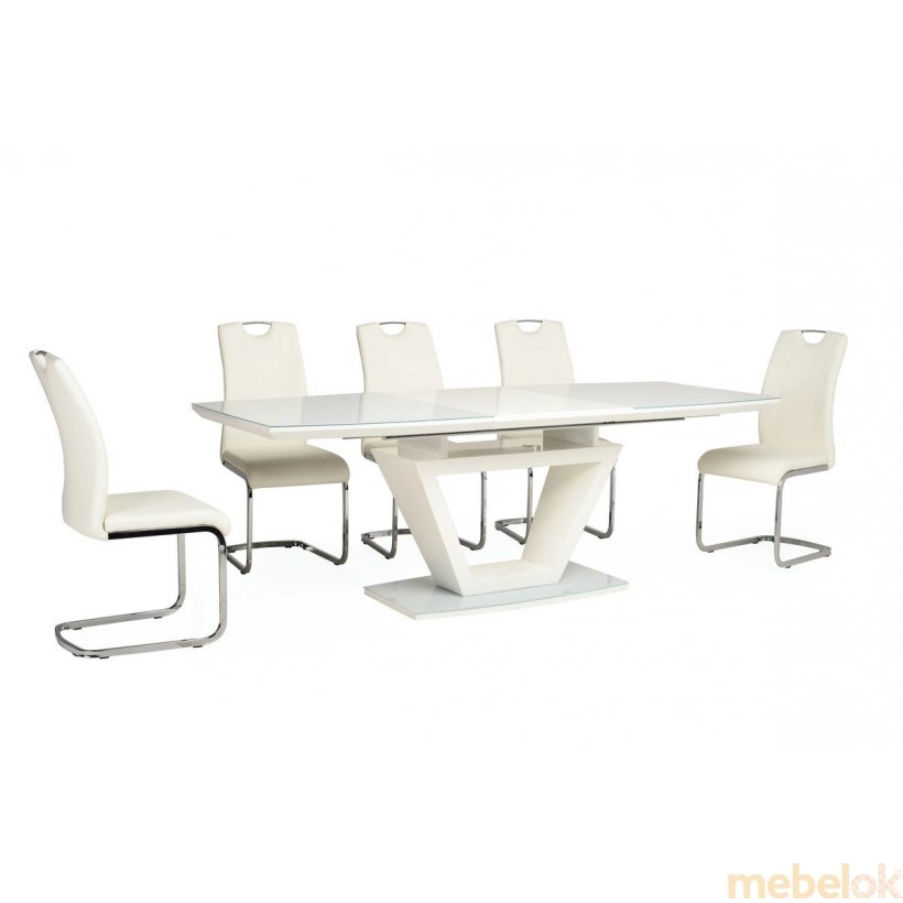 стол с видом в обстановке (Стол TM-53 белый+белый)