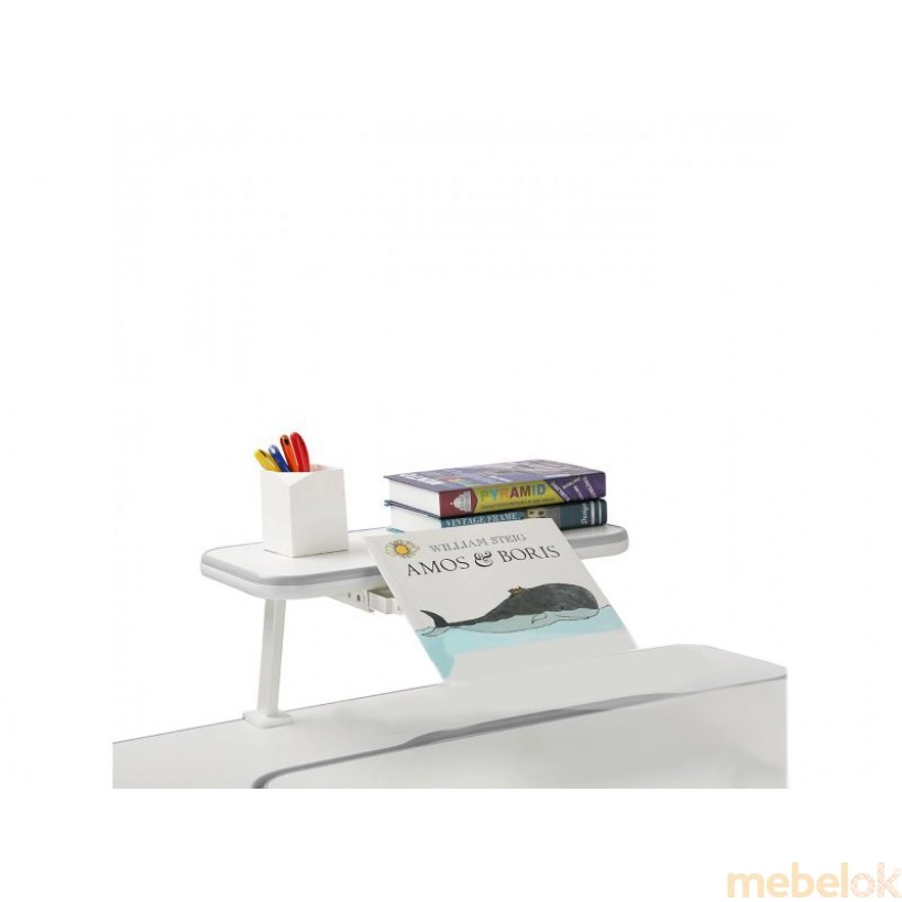 стіл з виглядом в обстановці (Комплект парта зростаюча Amare Grey і полиця для книг SS16 Grey)