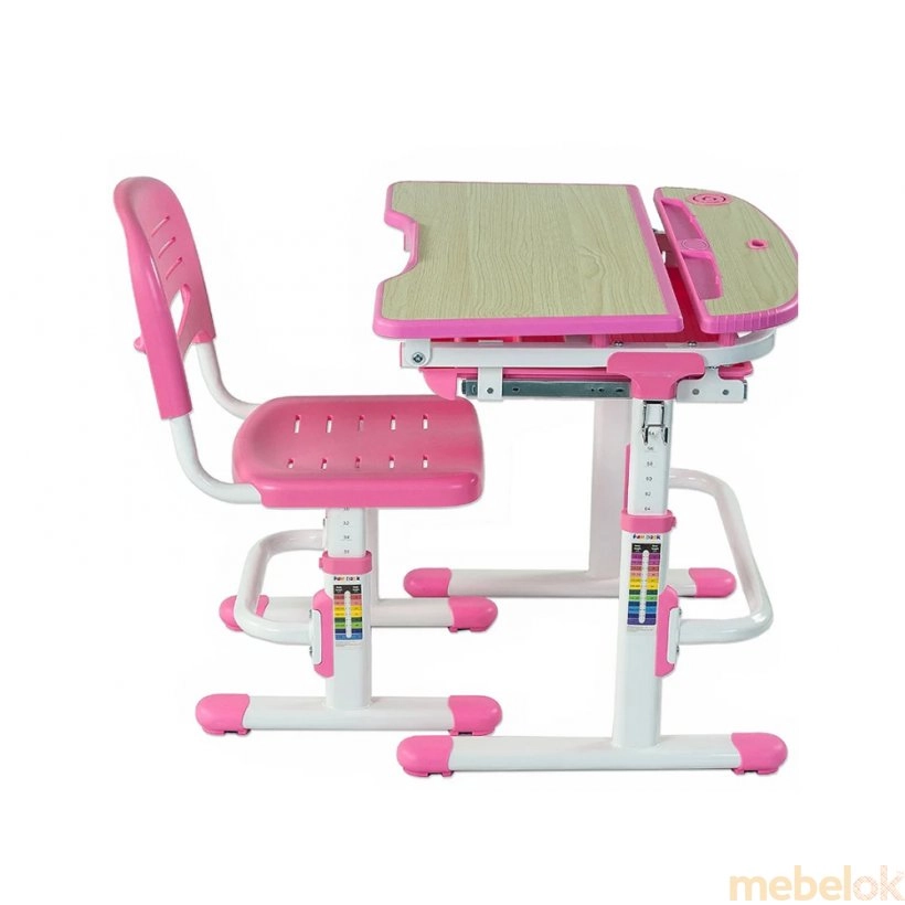 Комплект парта і стілець, що ростуть Sorriso Pink з іншого ракурсу