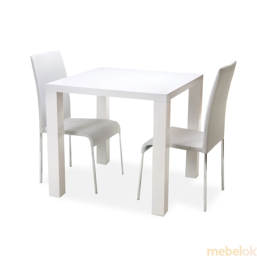 стол с видом в обстановке (Обеденный стол T-291 светло-серый)