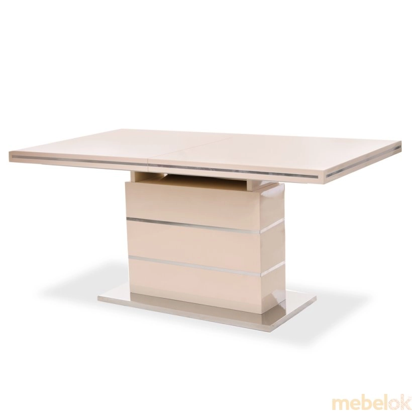 Комплект стол TM-45 молочный + 4 стула M-03-1 коричневый от фабрики Vetro Mebel (Ветро мебель)