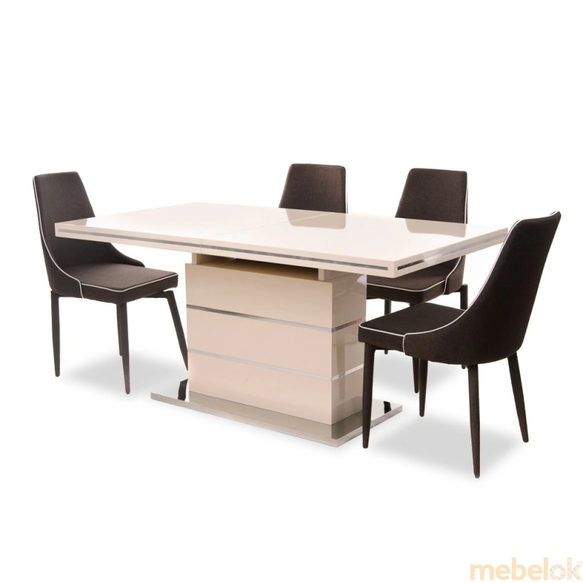 Комплект стіл TM-45 молочний + 4 стільця M-03-1 коричневий