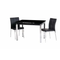 Комплект стіл T-231 чорний + 2 стільця N-10 чорний біла рядок