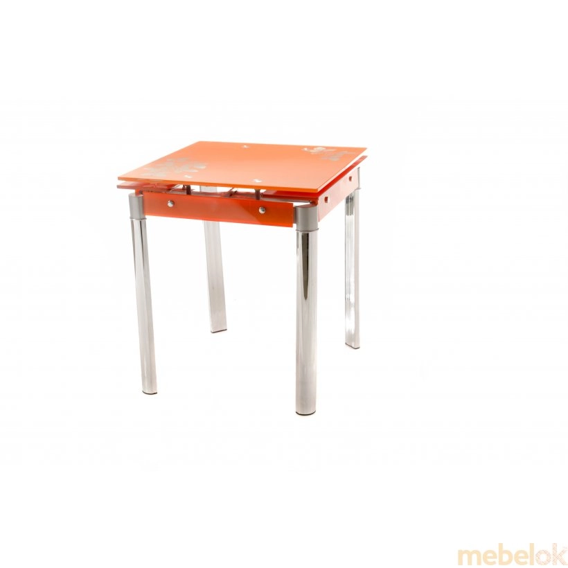 комплект стіл + стілець з виглядом в обстановці (Комплект стіл T-255 помаранчевий + 2 стільця N-16 срібний)