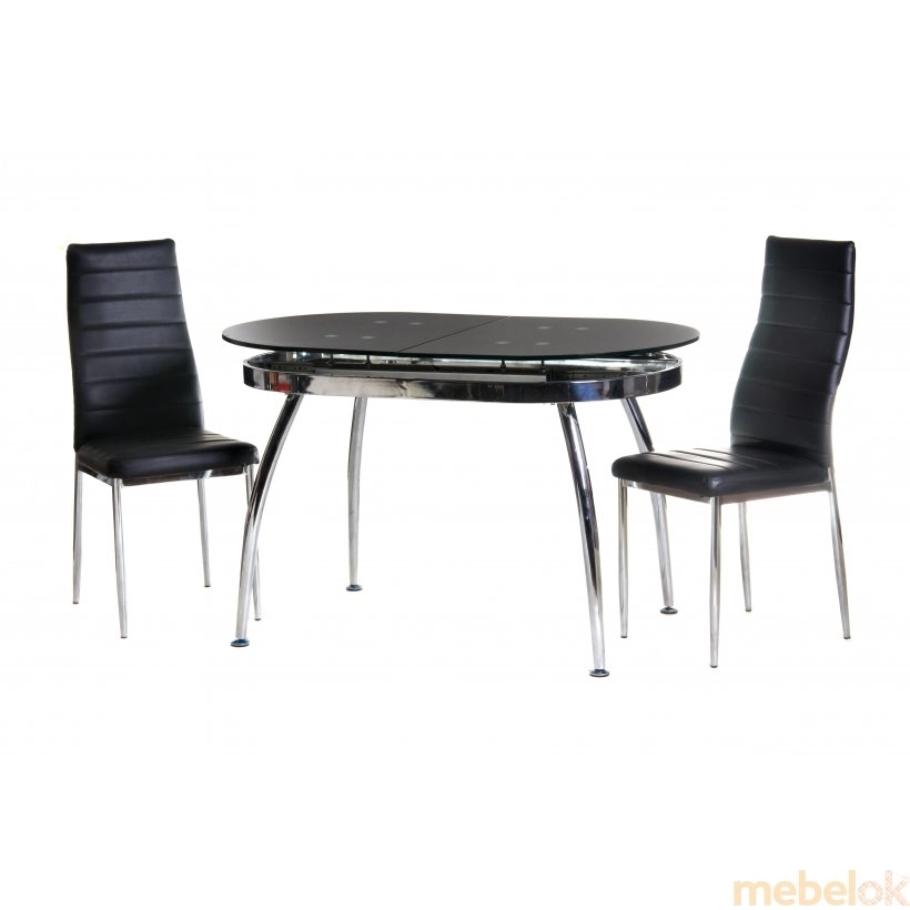 Комплект стіл T-270 чорний + 2 стільця N-66 чорний