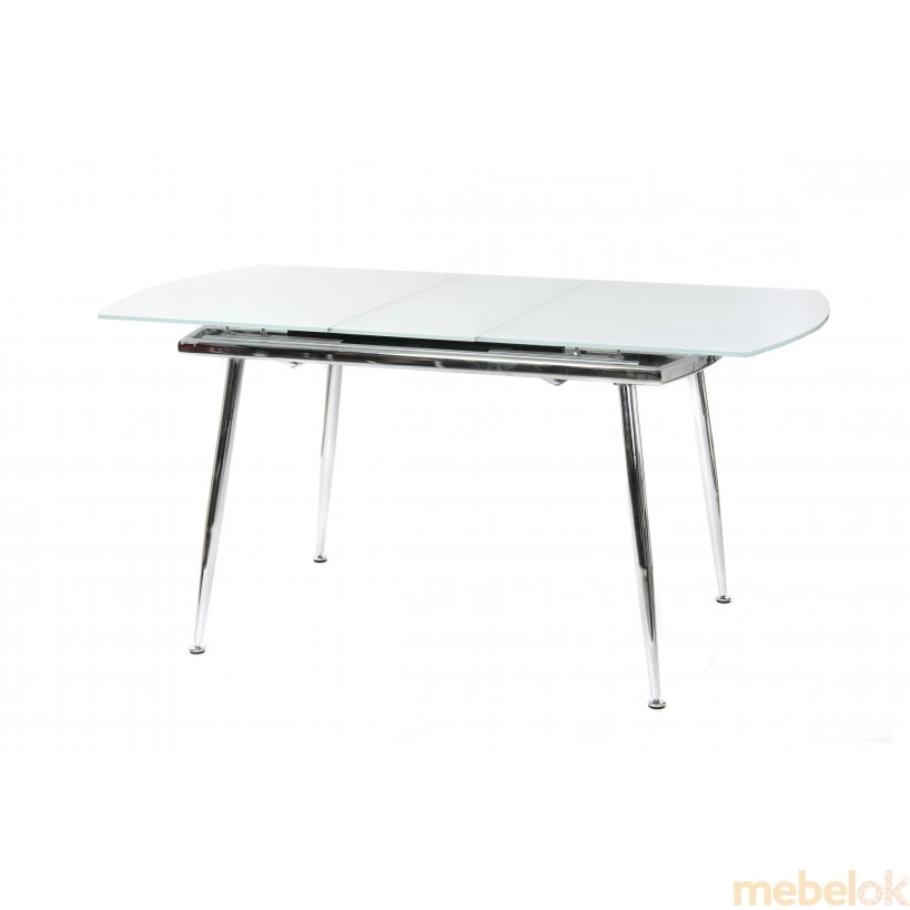 Комплект стіл T-272 сніжно-білий + 2 стільця N-66 блискуча чорна смужка від фабрики Vetro Mebel (Ветро мебель)