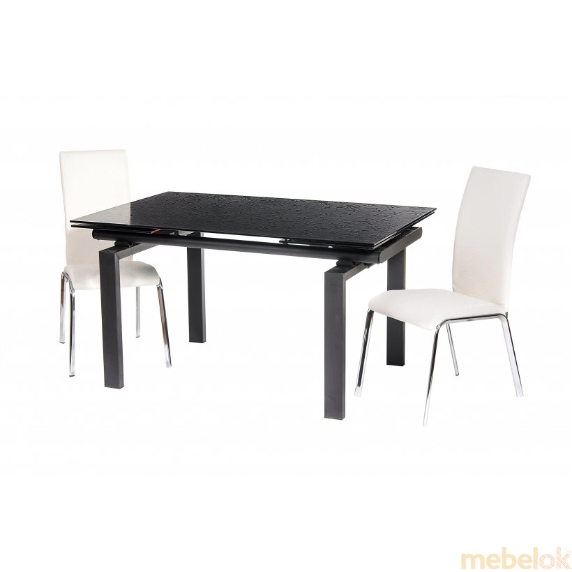 Комплект стол TN-44 черный + 2 стула N-73 белый