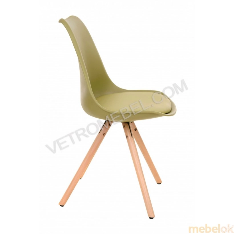 Комплект стол TM-35 белый + 3 стула M-02 оливка от фабрики Vetro Mebel (Ветро мебель)