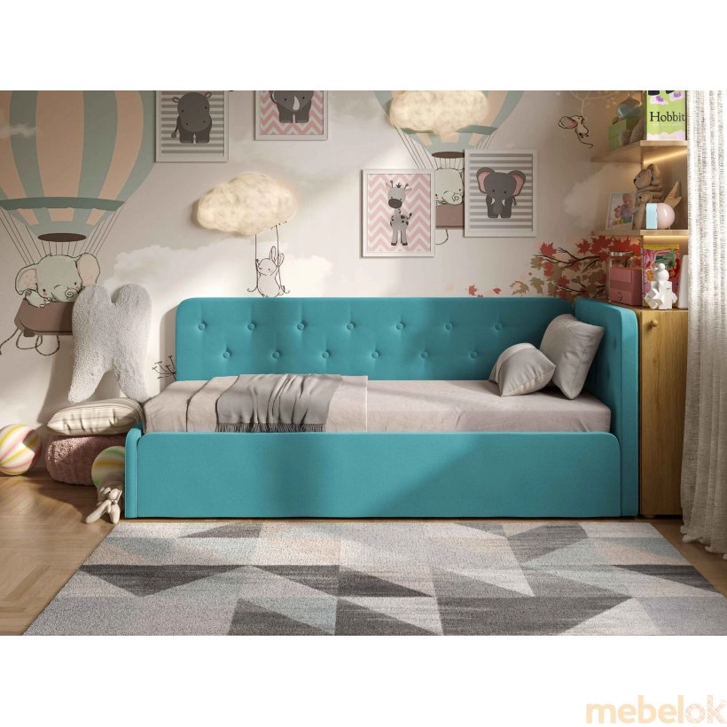 ліжко з виглядом в обстановці (Ліжко Boston 80x190 бірюза)