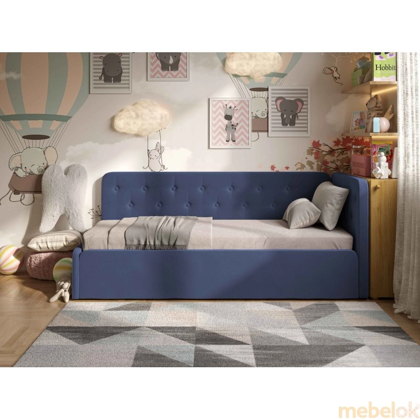 кровать с видом в обстановке (Кровать Boston 80x190 синий)