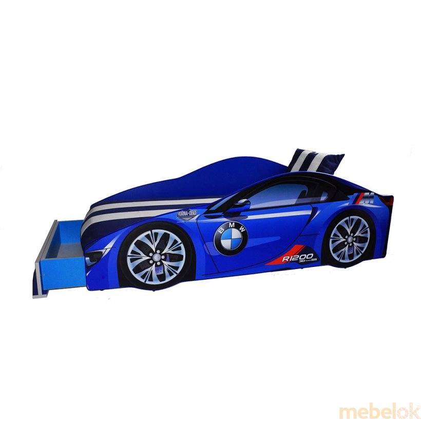 Кровать Elit Е-1 BMW 70х150 синяя с подъемным механизмом