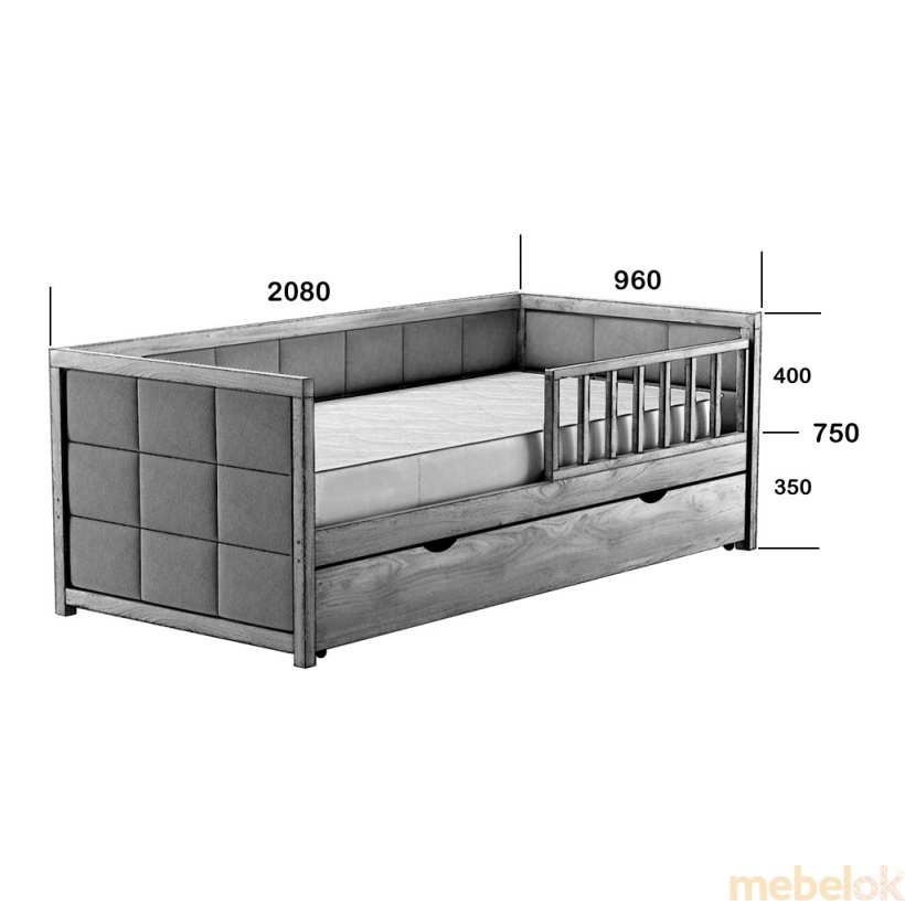 Кровать без подъемного механизма Nevis 90х190 из ясеня c ящиками