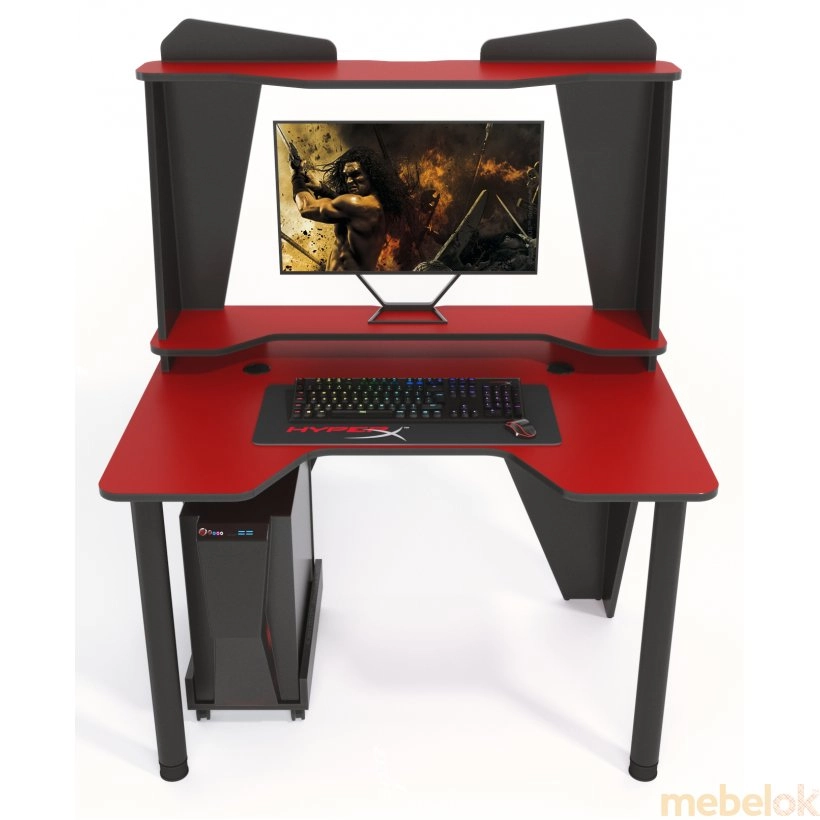 стол с видом в обстановке (Стол геймерский IVAR-2 красно-черный)