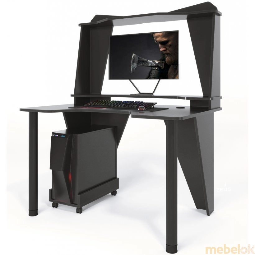 стол с видом в обстановке (Стол геймерский IVAR-2 черный)