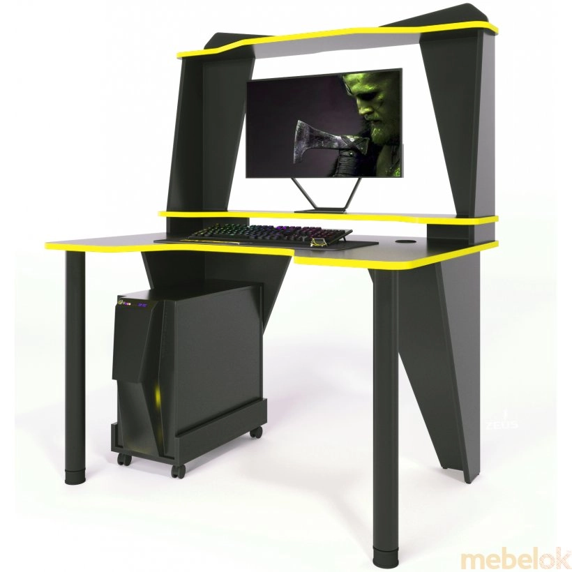 стол с видом в обстановке (Стол геймерский IVAR-2 черно-желтый)