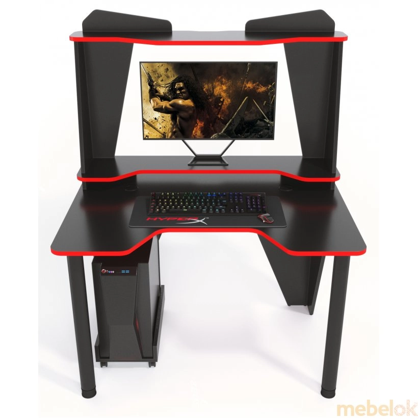 стол с видом в обстановке (Стол геймерский IVAR-2 черно-красный)