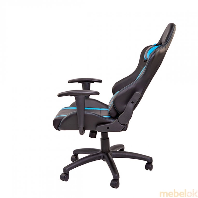 Кресло геймерское Zebra черно-синий с другого ракурса