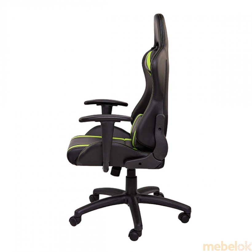 стілець з виглядом в обстановці (Крісло геймерське Zebra чорно-зелений)