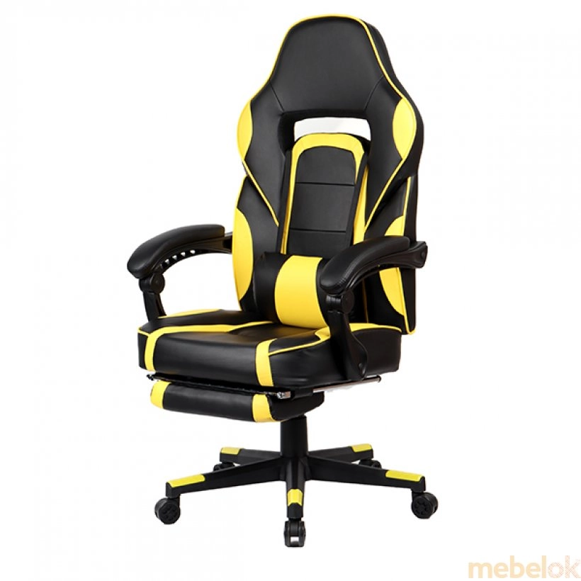 стул с видом в обстановке (Кресло геймерское Parker-2 черно-желтый)