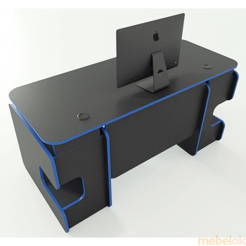 стол с видом в обстановке (Стол геймерский Galaktika черный-синий)