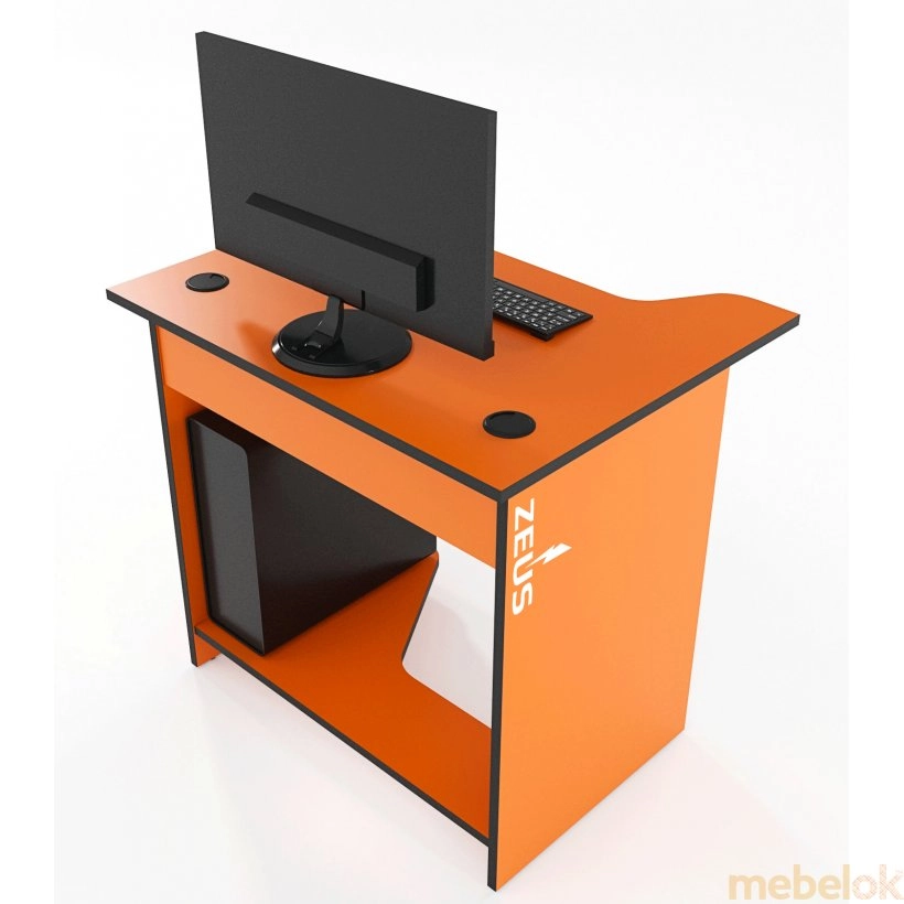 стол с видом в обстановке (Стол геймерский Sputnik оранж-черный)