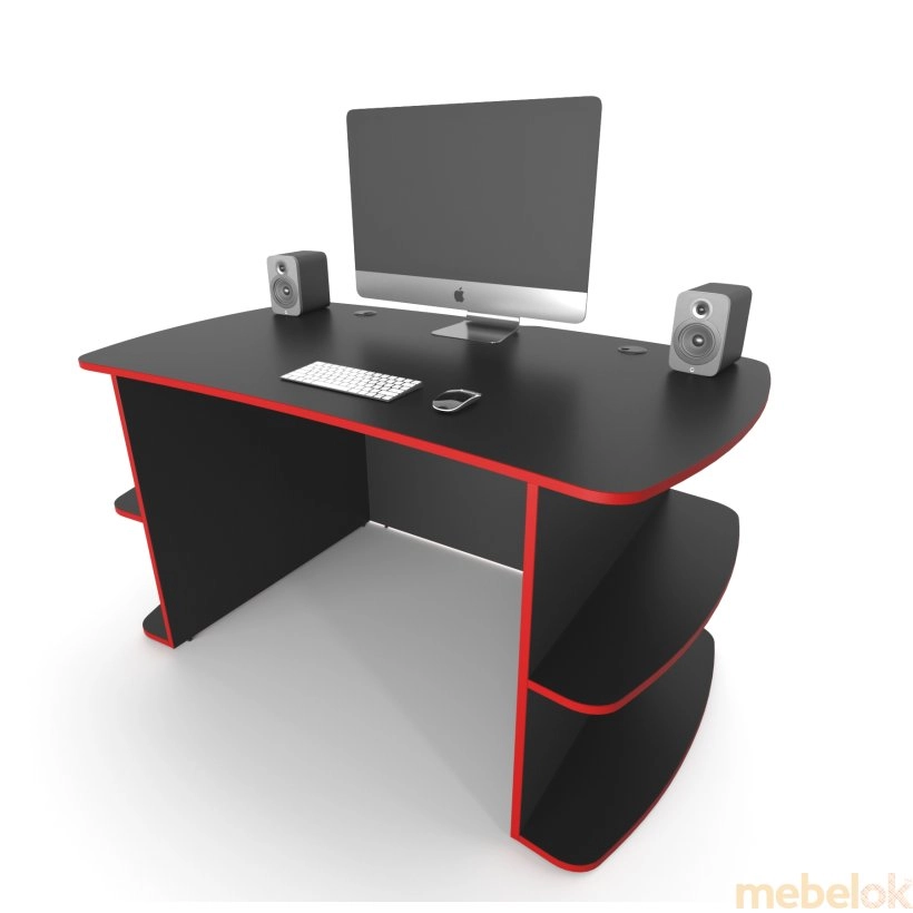 стол с видом в обстановке (Стол геймерский Floki черный-красный)