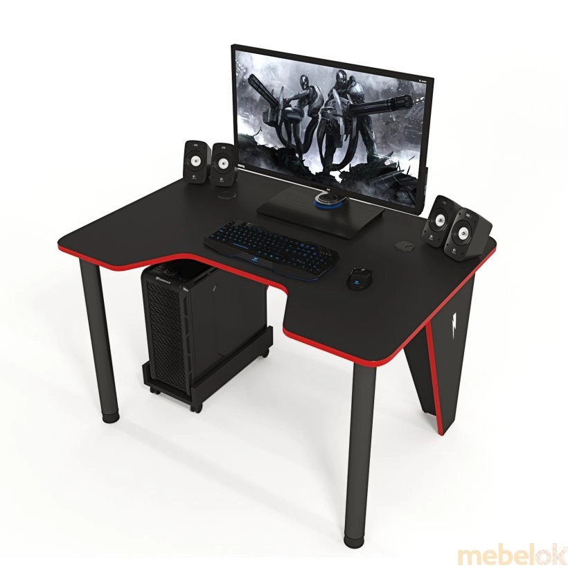 Геймерський стіл ігровий IVAR-1400 чорно-червоний від фабрики Zeus (Зевс)