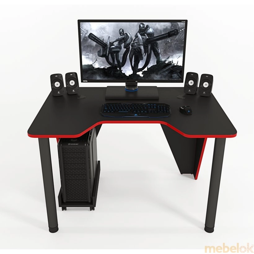 стіл з виглядом в обстановці (Геймерський стіл ігровий IVAR-1400 чорно-червоний)