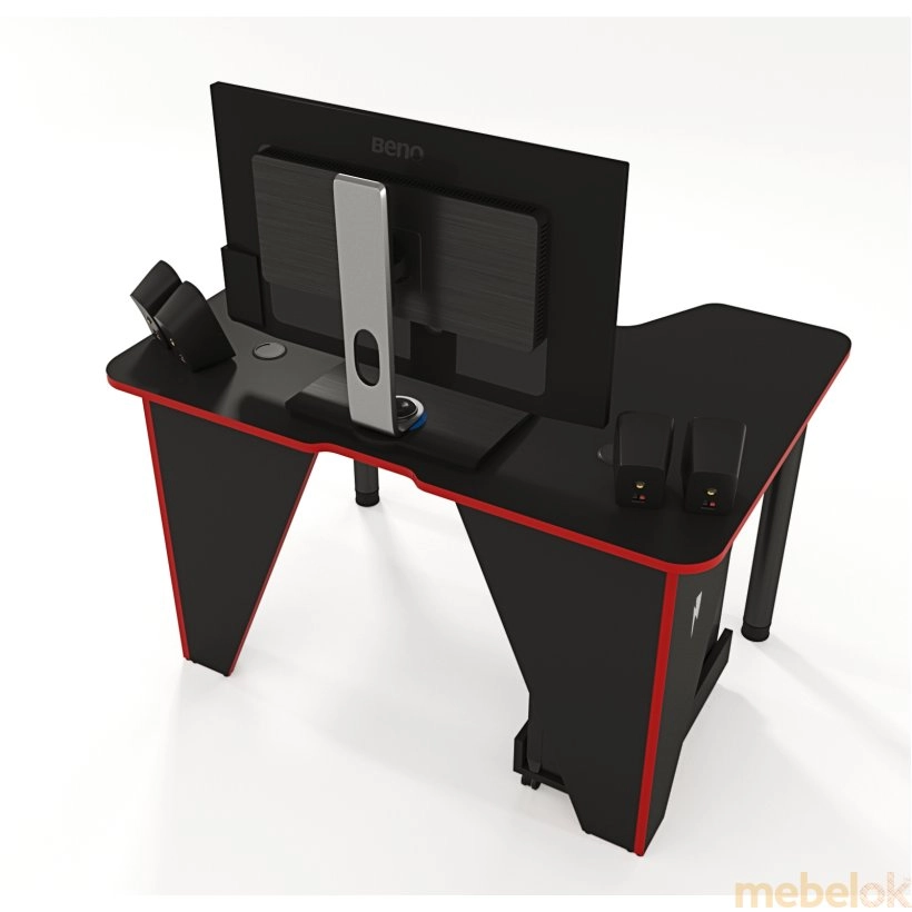 Геймерський стіл ігровий IVAR-1400 чорно-червоний з іншого ракурсу