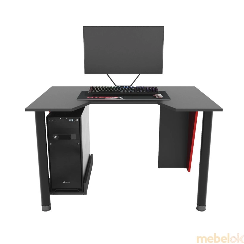 стіл з виглядом в обстановці (Геймерський ігровий стіл GAMER-1 червоно-чорний)