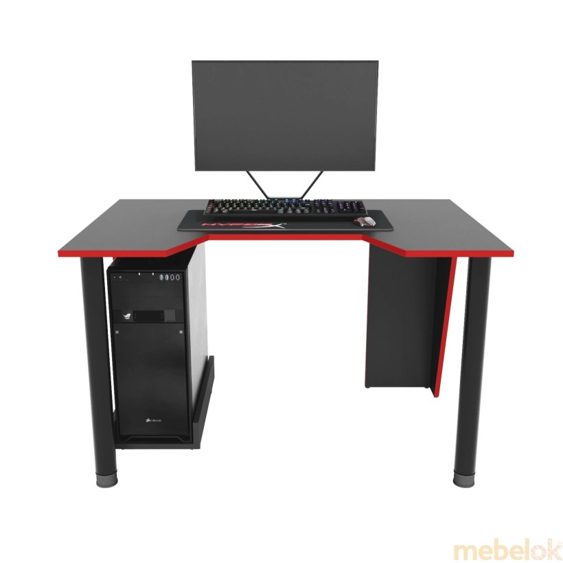стіл з виглядом в обстановці (Геймерський ігровий стіл GAMER-1 чорний-червоний)