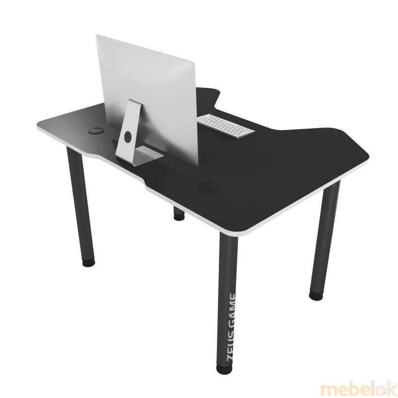 стол с видом в обстановке (Геймерский стол Pixel черный-белый)