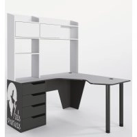 Геймерський стіл Spartak, альпійсько-чорний