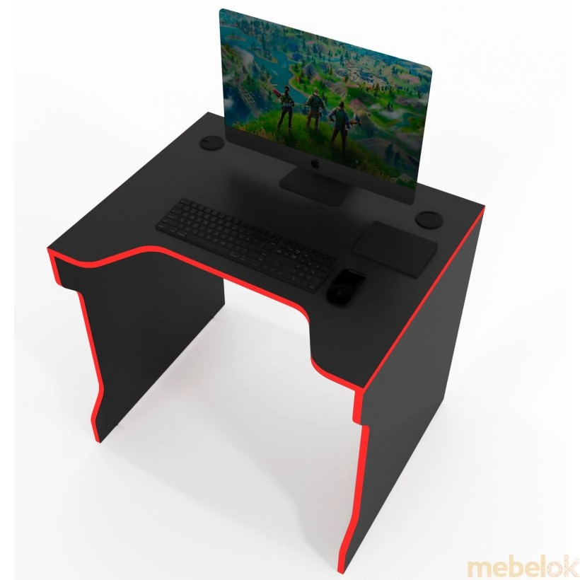стіл з виглядом в обстановці (Геймерський стіл TRON-3, чорний червоний)