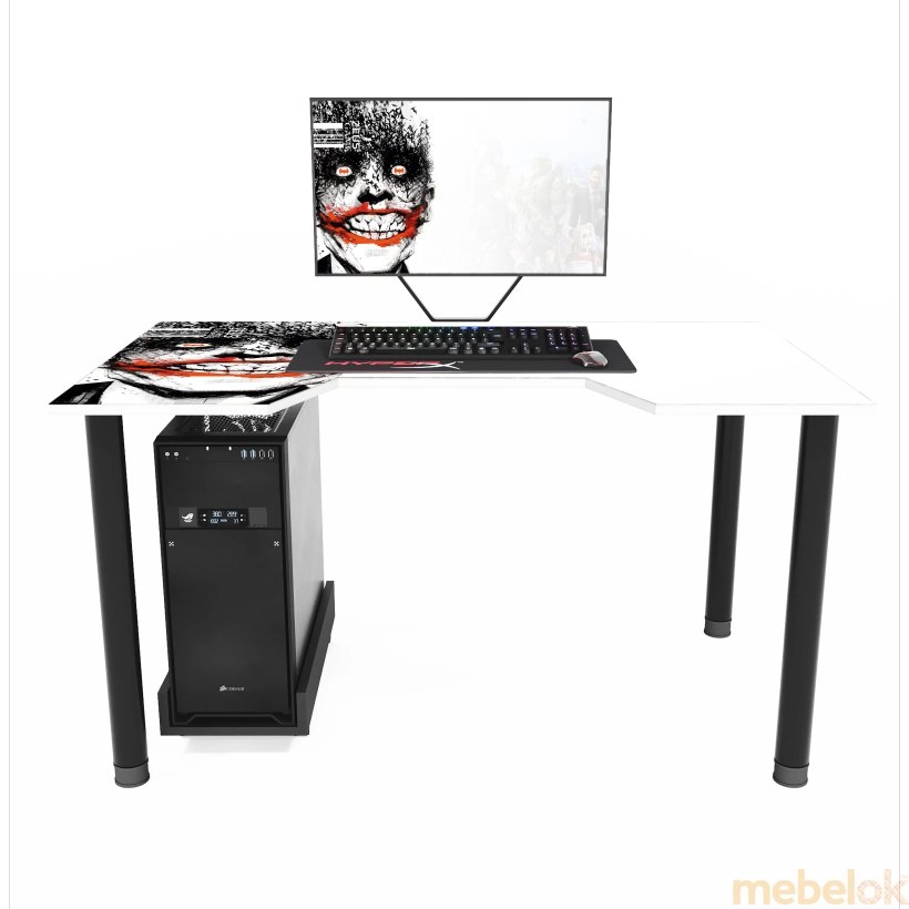 стіл з виглядом в обстановці (Геймерський стіл-постер Joker)