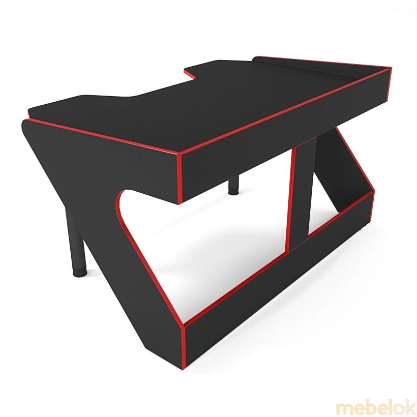 стіл з виглядом в обстановці (Геймерський стіл ергономічний GEROY чорно-червоний)