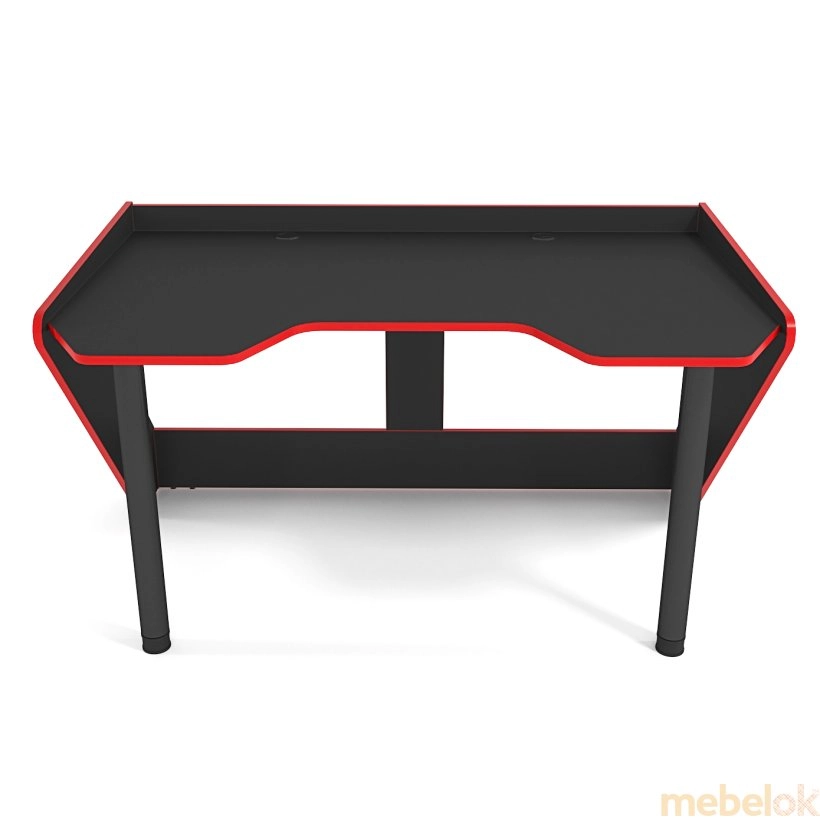 Геймерський стіл ергономічний GEROY чорно-червоний з іншого ракурсу