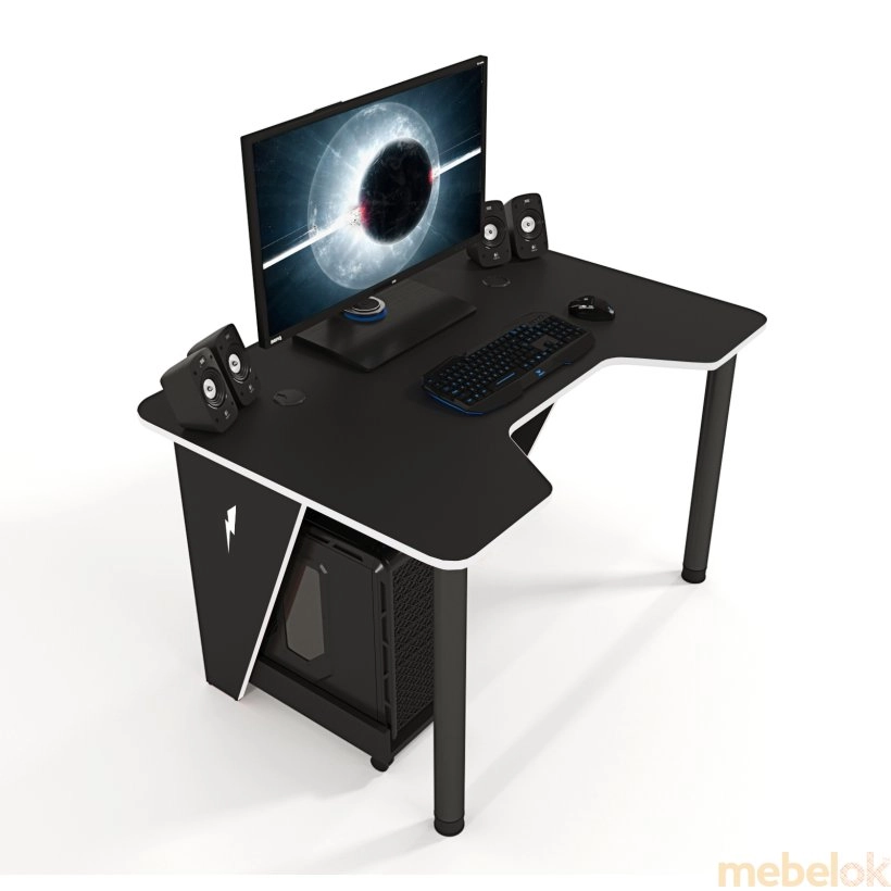 стол с видом в обстановке (Стол геймерский игровой IVAR-1200 черно-белый)