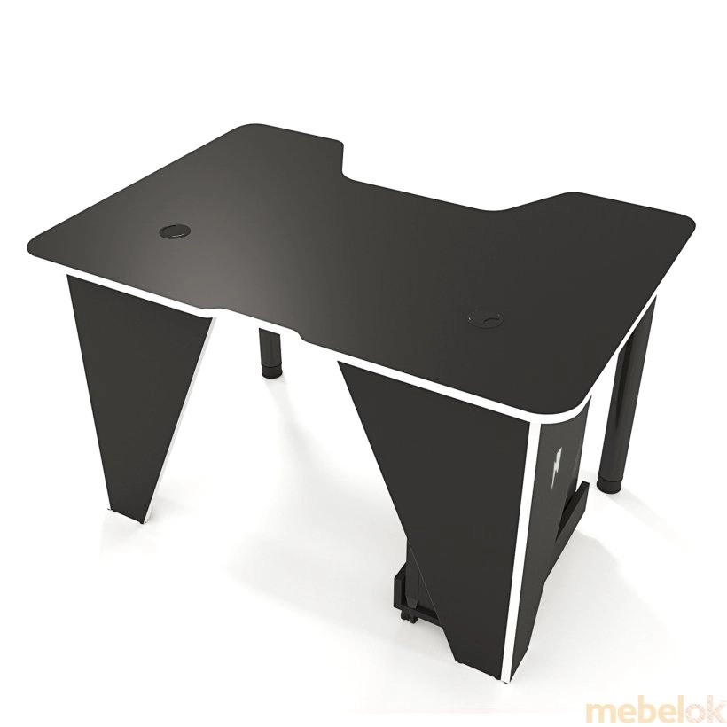 Геймерський стіл ігровий IVAR-1200 чорно-білий з іншого ракурсу