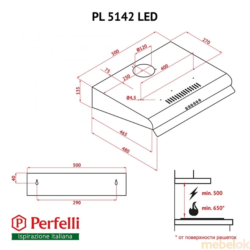 Вытяжка Perfelli PL 5142 BL LED от фабрики Perfelli (Перфелли)
