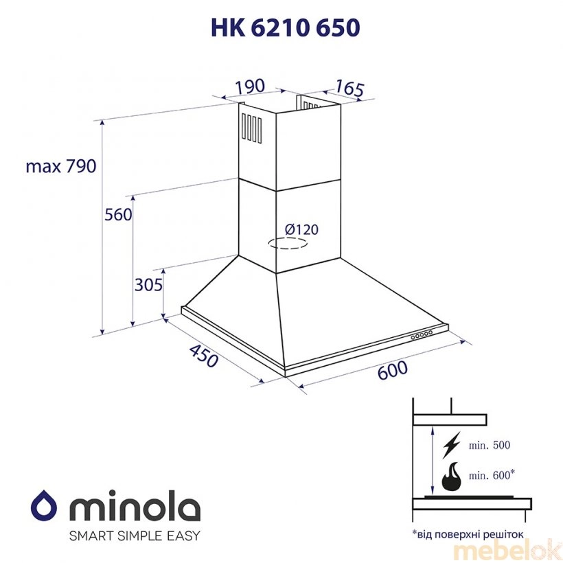 Вытяжка Minola HK 6210 I 650 от фабрики Minola (Минола)