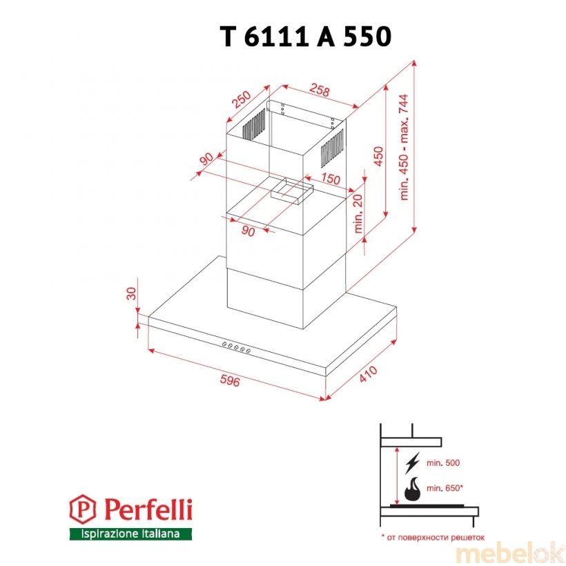 Вытяжка Perfelli T 6111 A 550 BL от фабрики Perfelli (Перфелли)