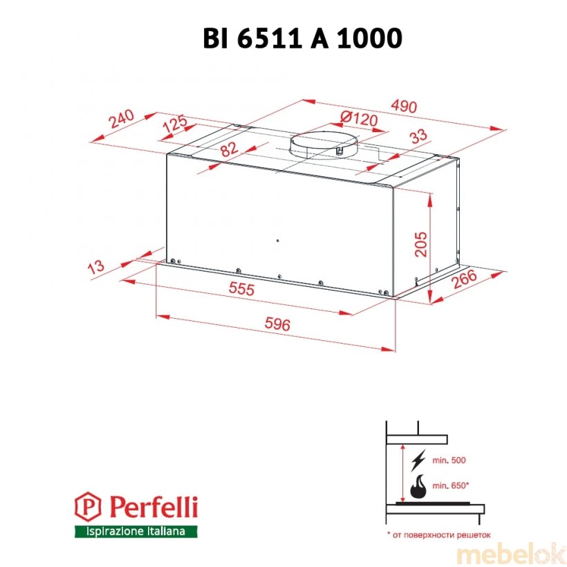 Вытяжка Perfelli BI 6511 A 1000 I от фабрики Perfelli (Перфелли)
