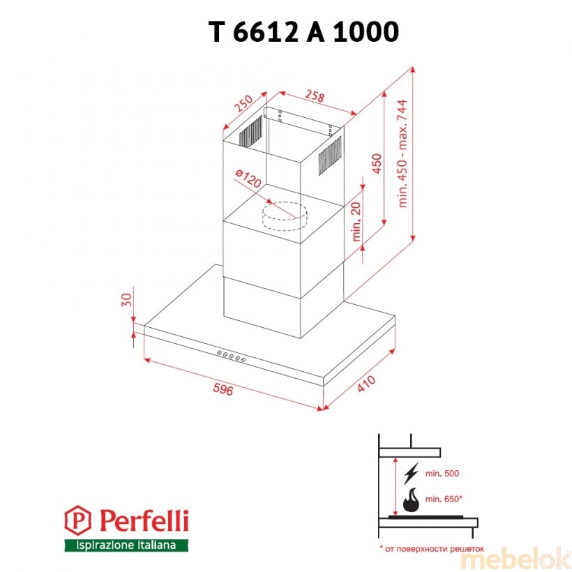 Вытяжка Perfelli T 6612 A 1000 IV LED
