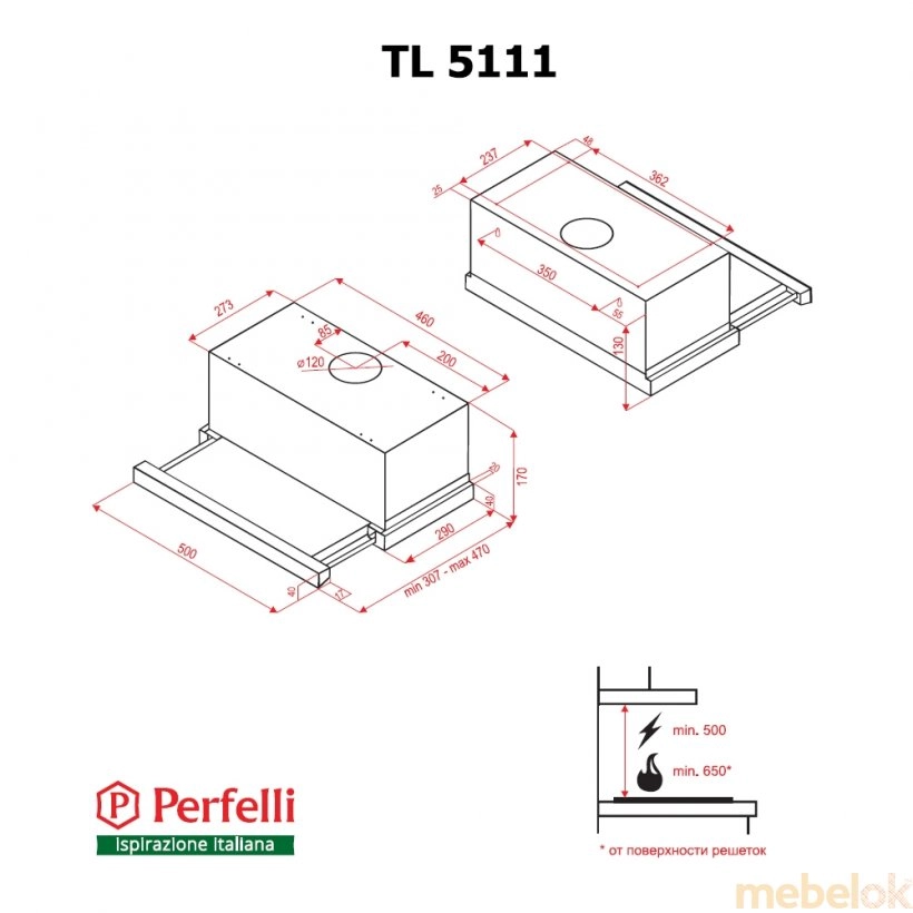 Вытяжка Perfelli TL 5111 I от фабрики Perfelli (Перфелли)