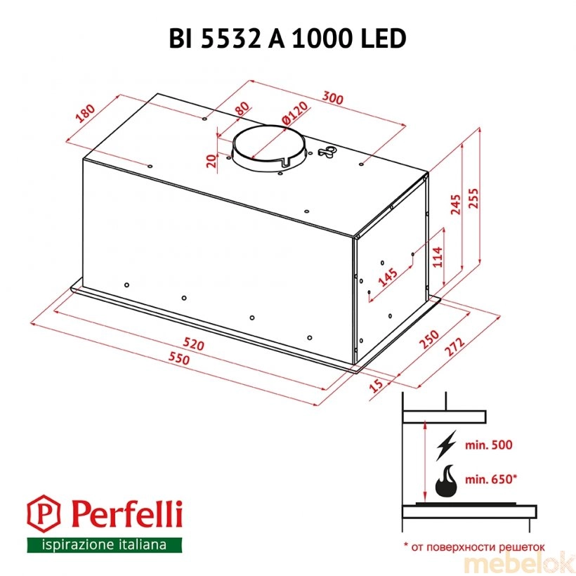 Вытяжка Perfelli BI 5532 A 1000 I LED от фабрики Perfelli (Перфелли)
